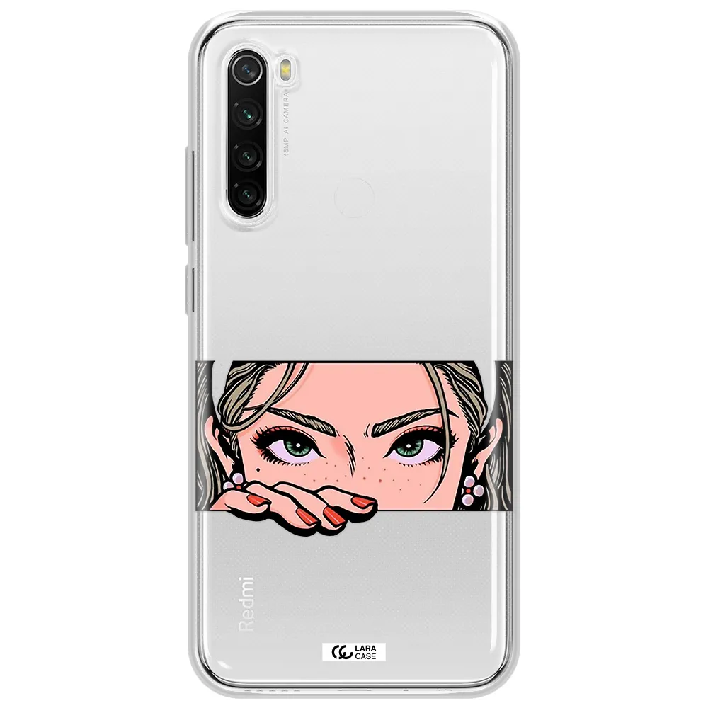 A Cartoon Of A Woman's Face Xiaomi Redmi Note 8T Clear Tpu Case