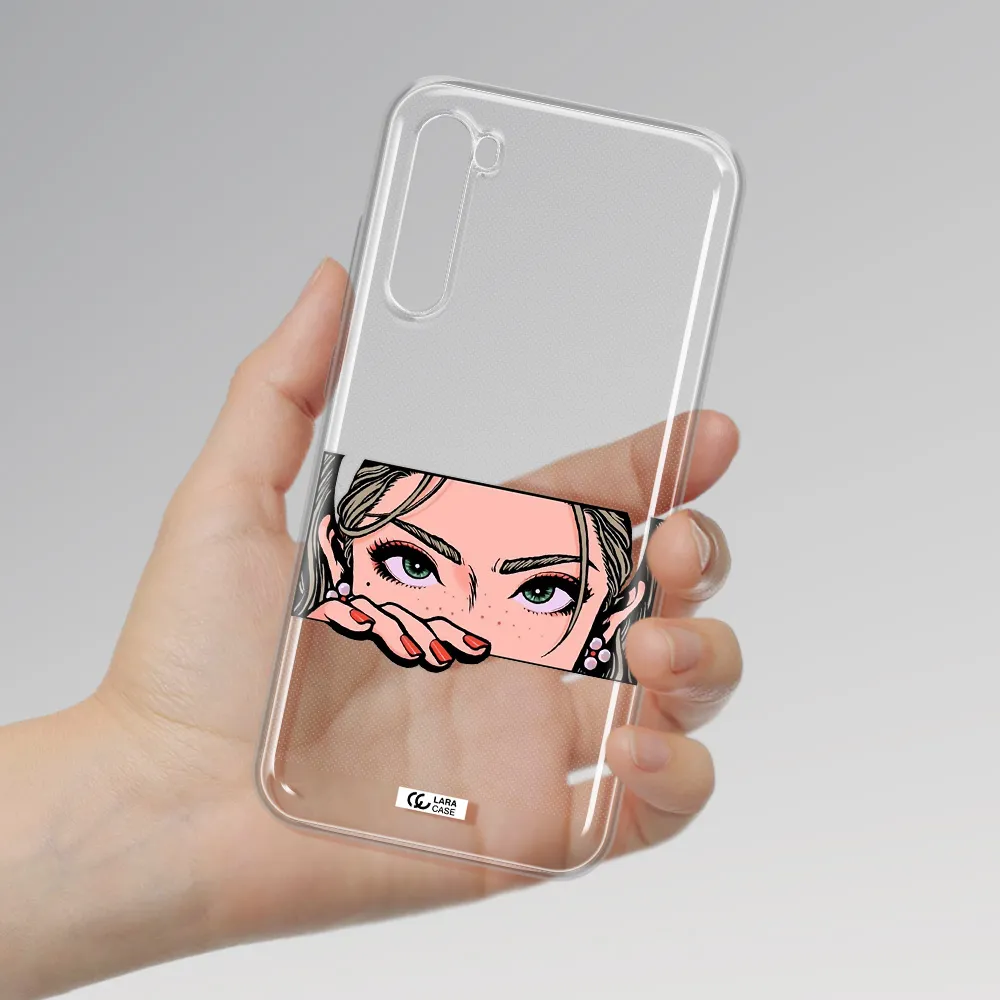 A Cartoon Of A Woman's Face Xiaomi Redmi Note 8T Clear Tpu Case