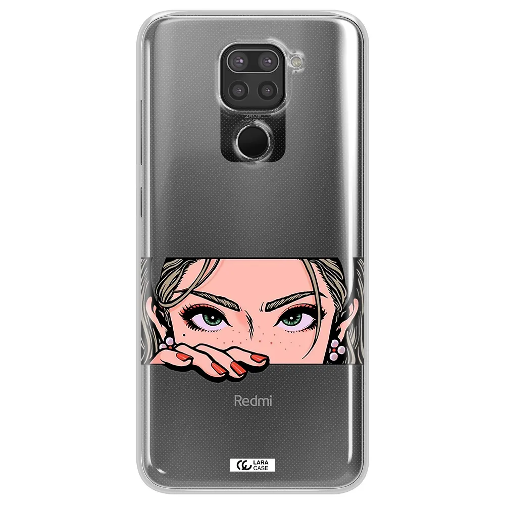 A Cartoon Of A Woman's Face Xiaomi Redmi Note 9 Clear Tpu Case