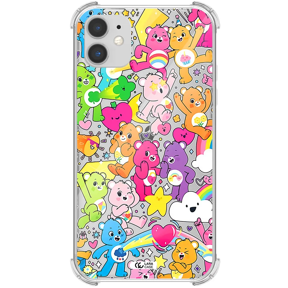 a pattern of cartoon bears Apple iPhone 11 Clear PC Case