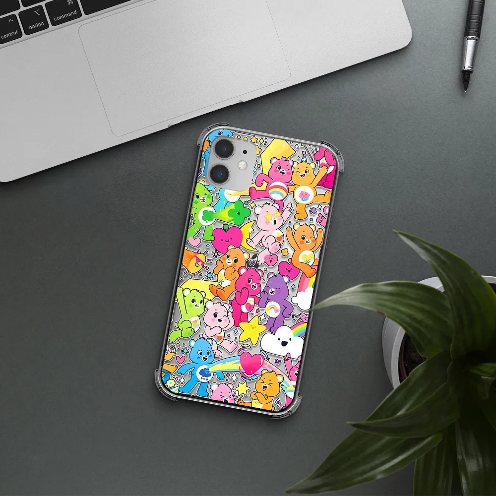 a pattern of cartoon bears Apple iPhone 11 Clear PC Case