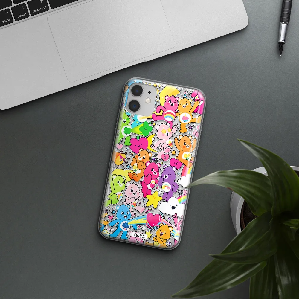 a pattern of cartoon bears Apple iPhone 11 Clear TPU Case
