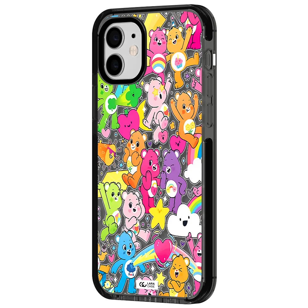 a pattern of cartoon bears Apple iPhone 11 impact Smoke Black Case