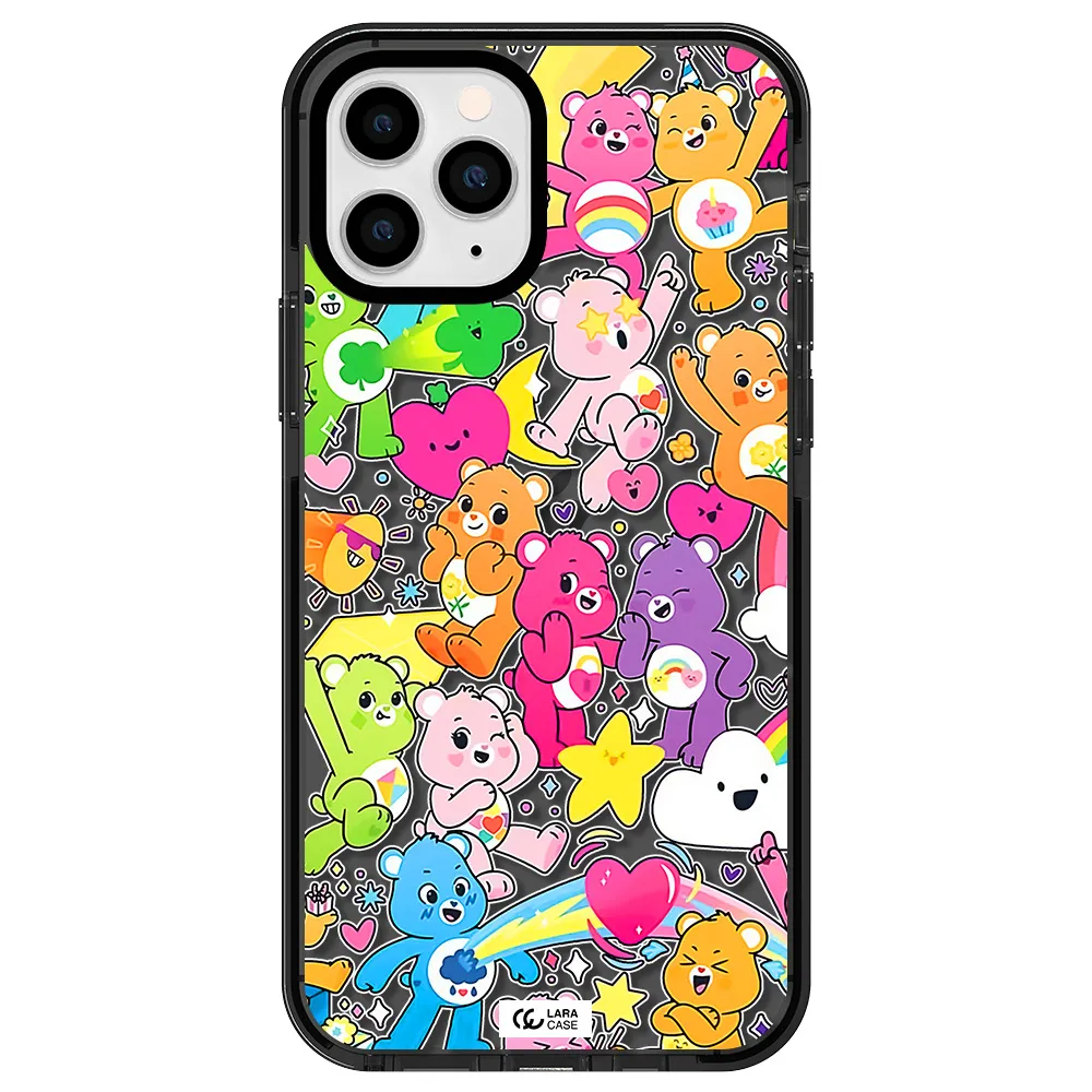 a pattern of cartoon bears Apple iPhone 11 pro impact Smoke Black Case