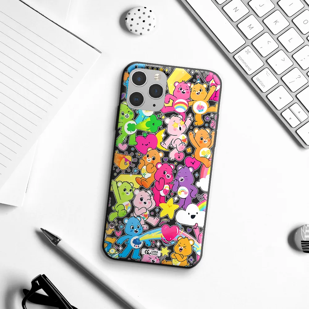 a pattern of cartoon bears Apple iPhone 11 pro max Silicone black Case
