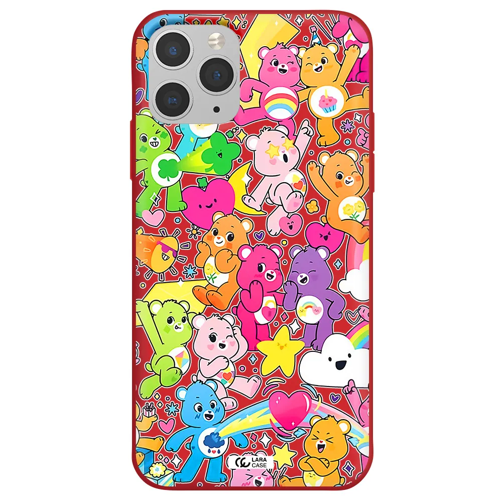 a pattern of cartoon bears Apple iPhone 11 pro max Silicone Imperial Red Case