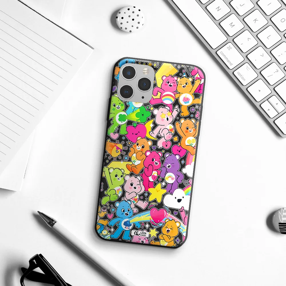 a pattern of cartoon bears Apple iPhone 11 pro Silicone black Case