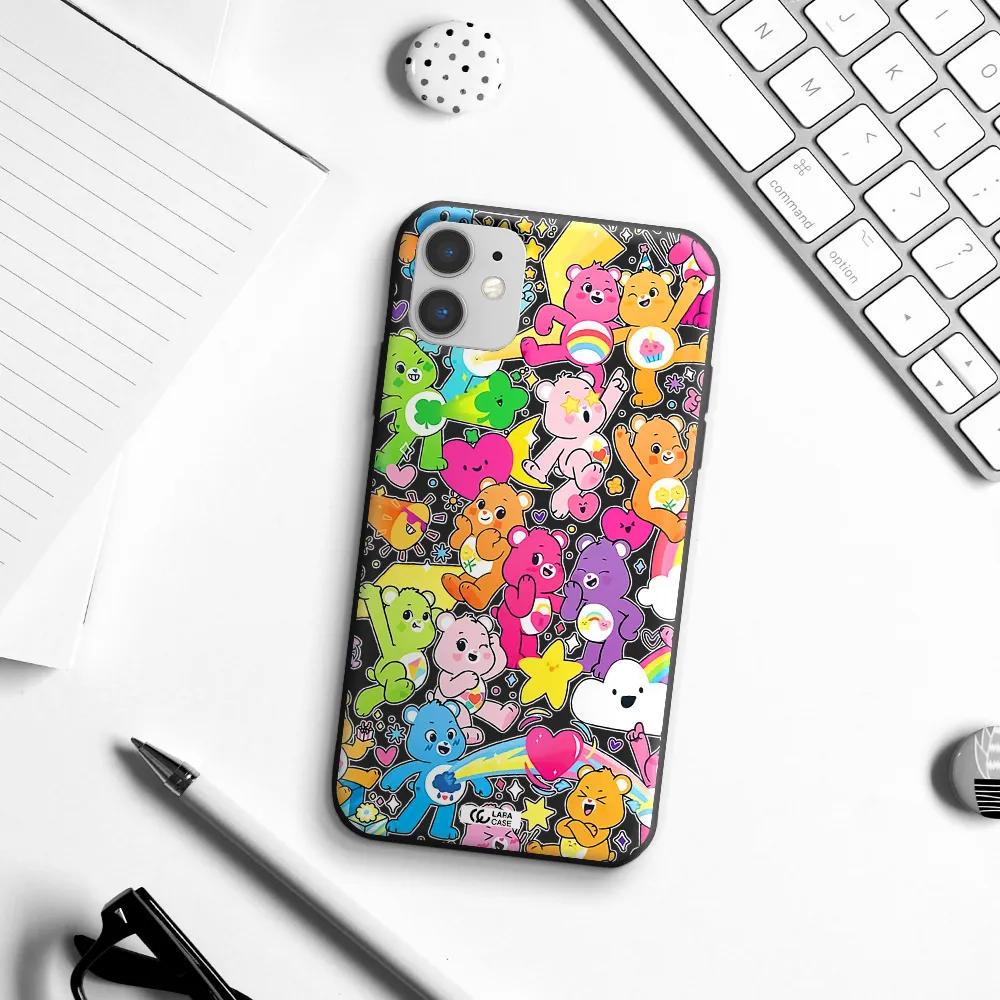 a pattern of cartoon bears Apple iPhone 11 Silicone black Case