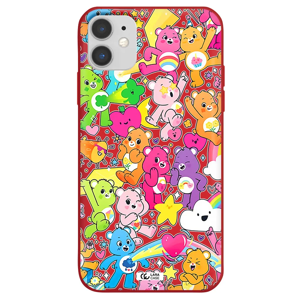 a pattern of cartoon bears Apple iPhone 11 Silicone Imperial Red Case