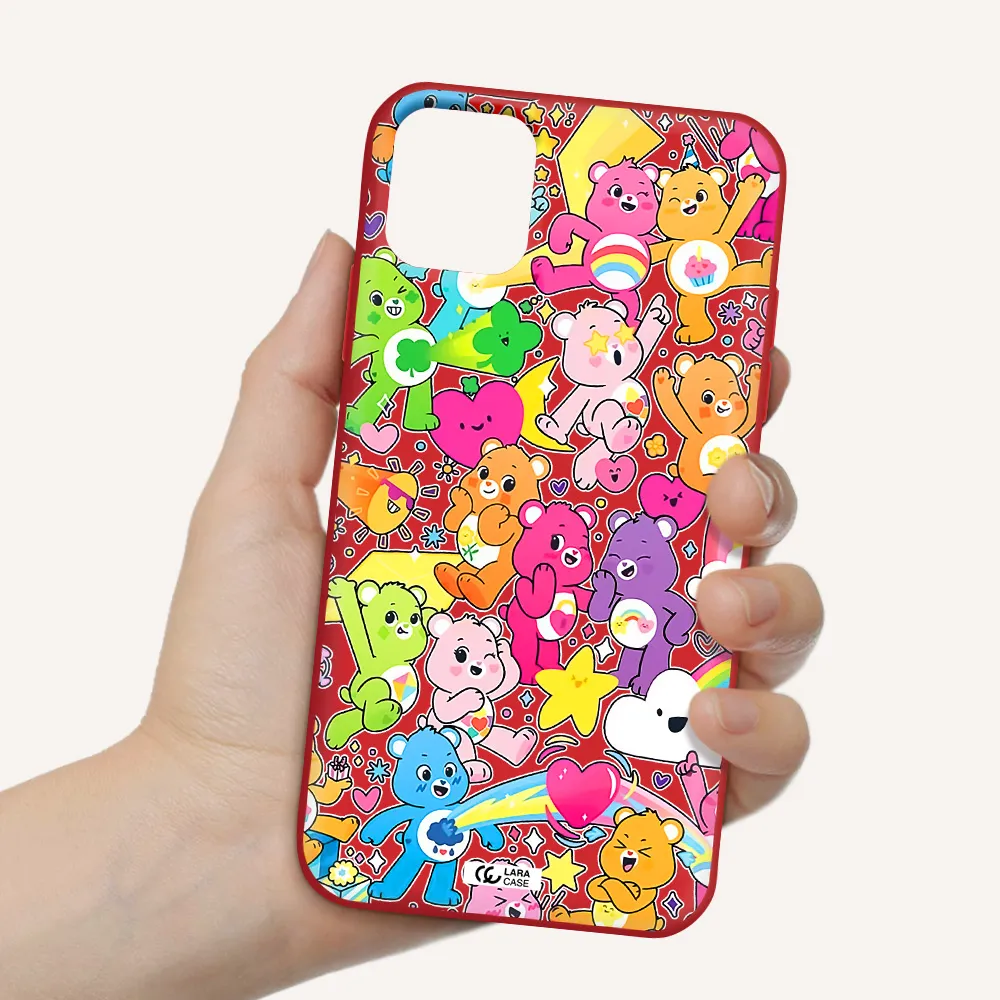 a pattern of cartoon bears Apple iPhone 11 Silicone Imperial Red Case