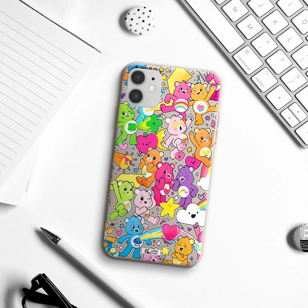 a pattern of cartoon bears Apple iPhone 11 Silicone Stone Case
