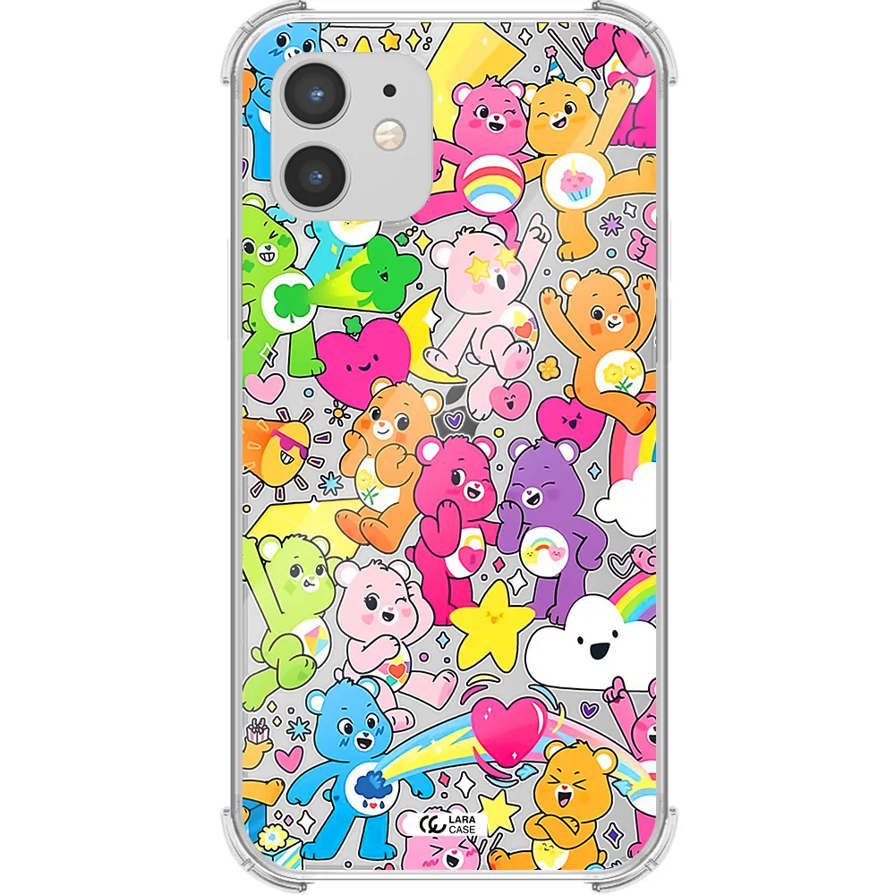 a pattern of cartoon bears Apple iPhone 12 Clear PC Case
