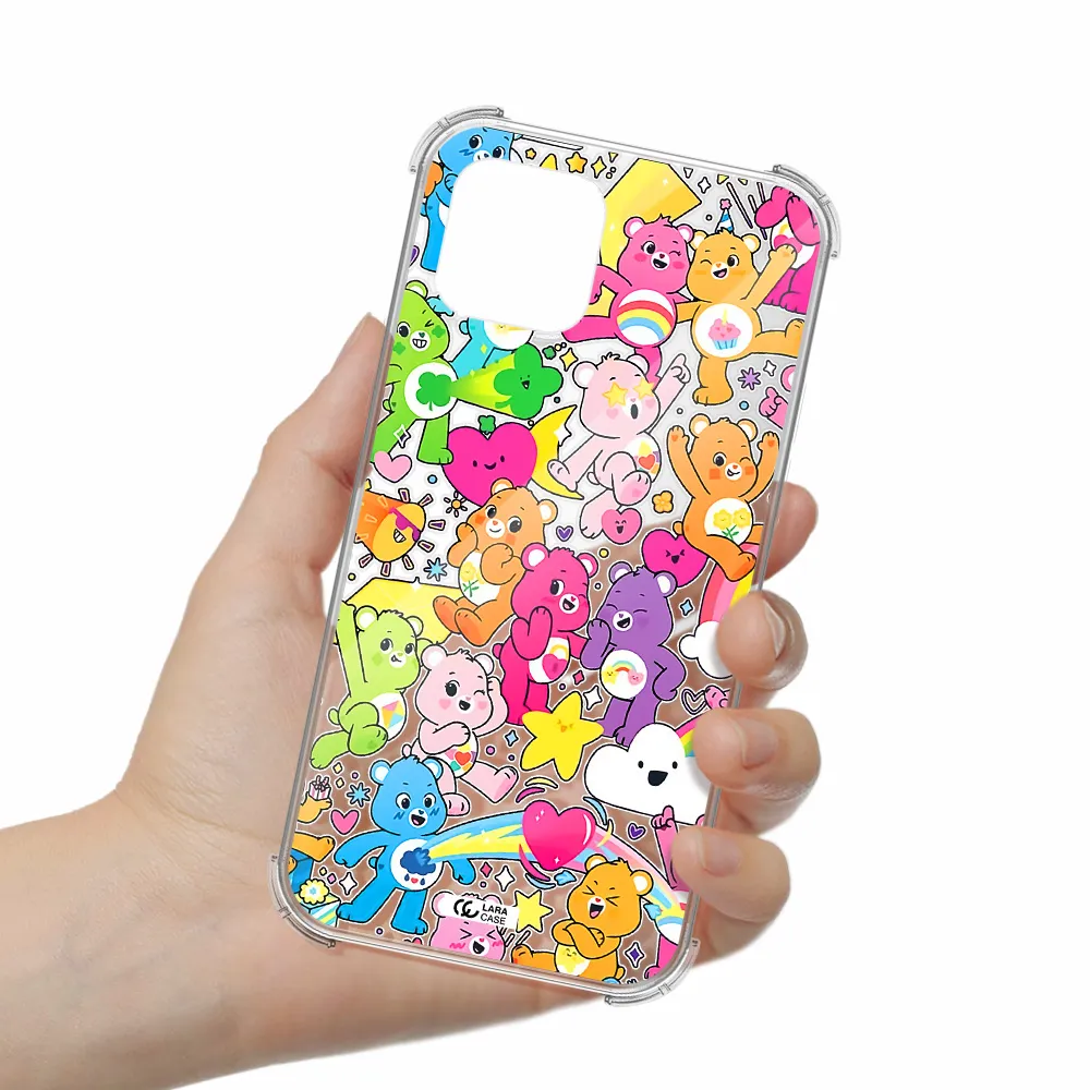 a pattern of cartoon bears Apple iPhone 12 Clear PC Case