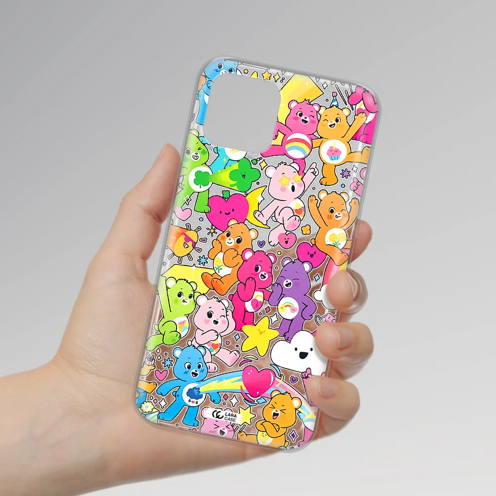 a pattern of cartoon bears Apple iPhone 12 Clear TPU Case