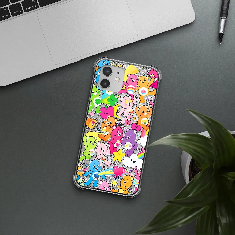 a pattern of cartoon bears Apple iPhone 12 mini Clear PC Case