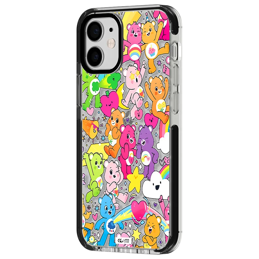 a pattern of cartoon bears Apple iPhone 12 mini impact black border Case