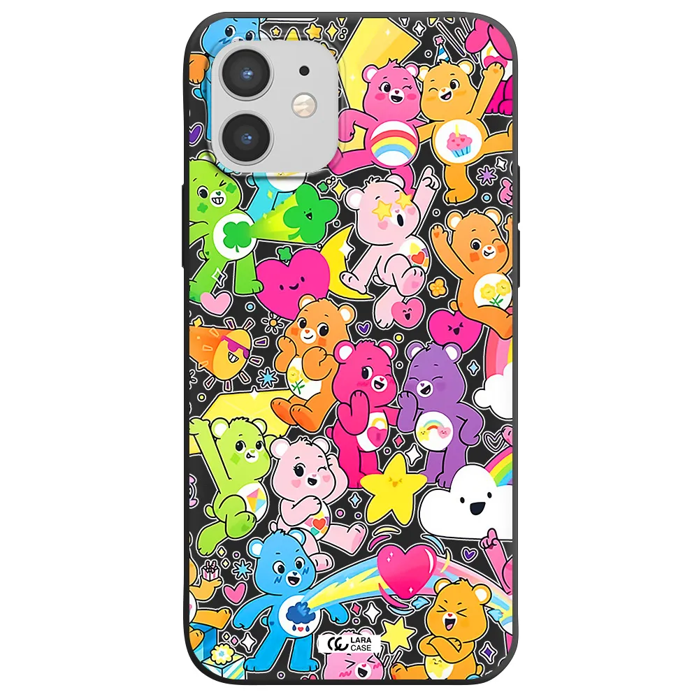 a pattern of cartoon bears Apple iPhone 12 mini Silicone black Case