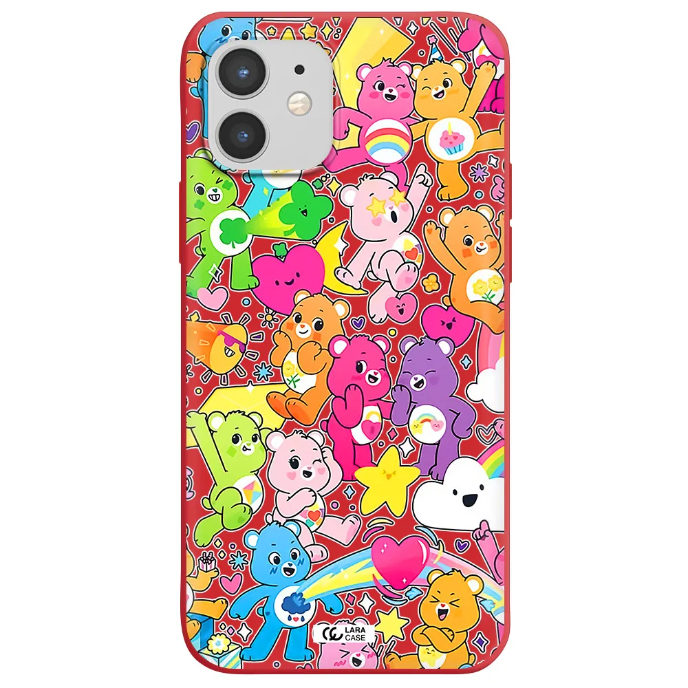 a pattern of cartoon bears Apple iPhone 12 mini Silicone Imperial Red Case