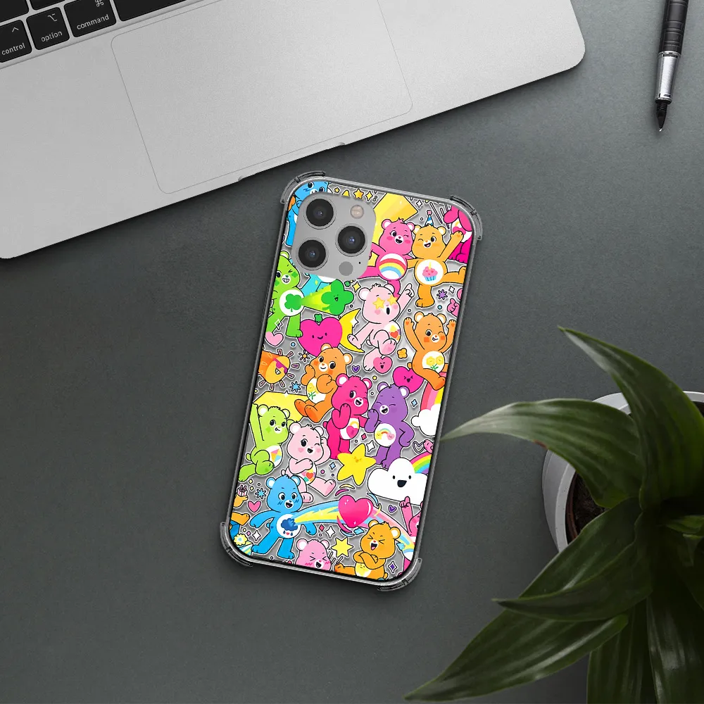 a pattern of cartoon bears Apple iPhone 12 pro Clear PC Case