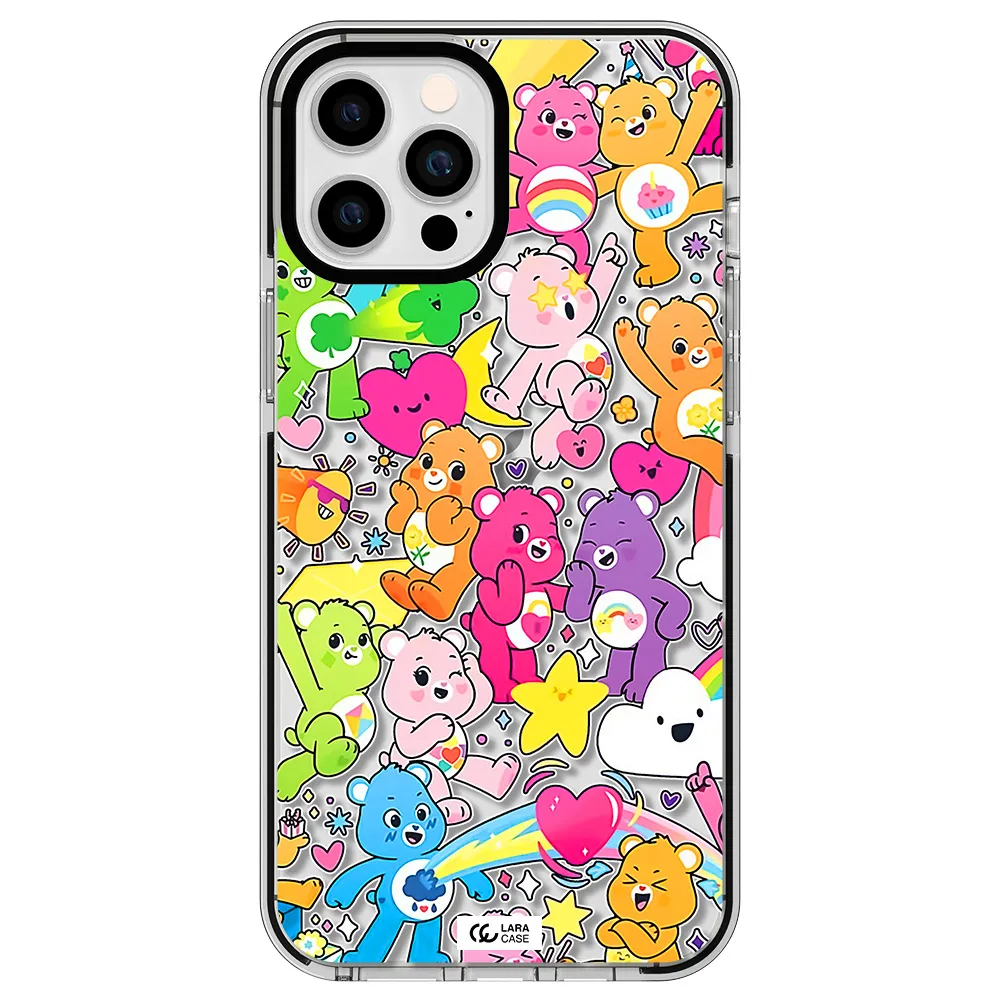 a pattern of cartoon bears Apple iPhone 12 pro max impact black border Case