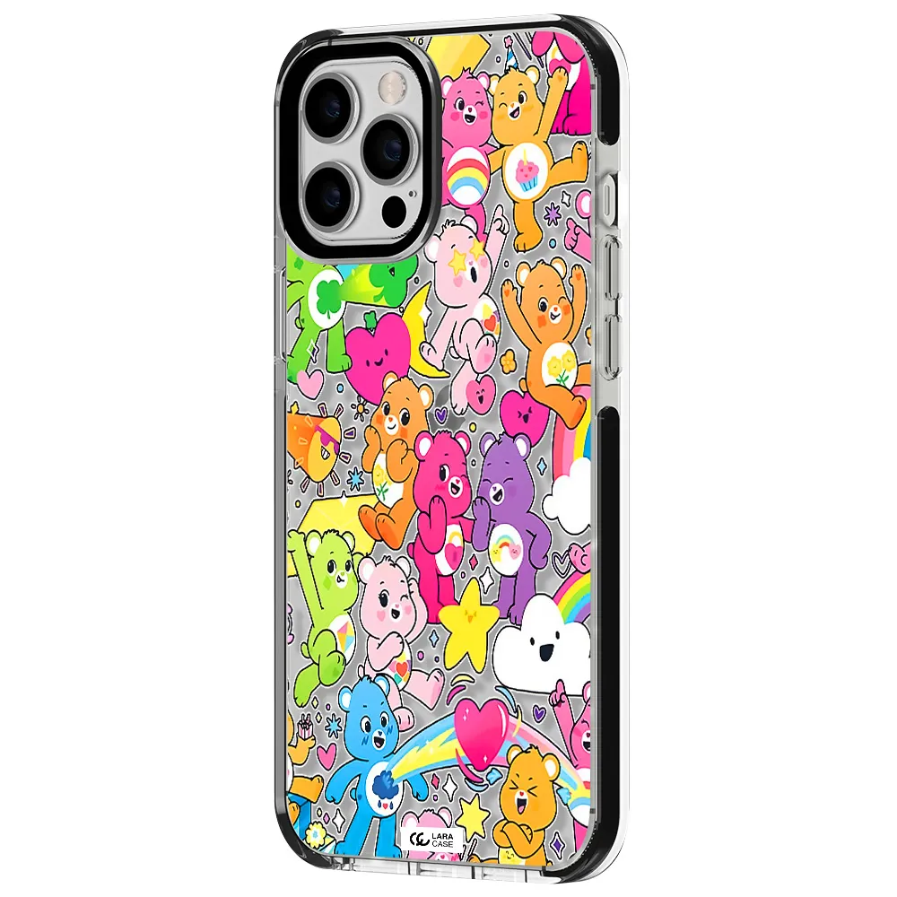 a pattern of cartoon bears Apple iPhone 12 pro max impact black border Case