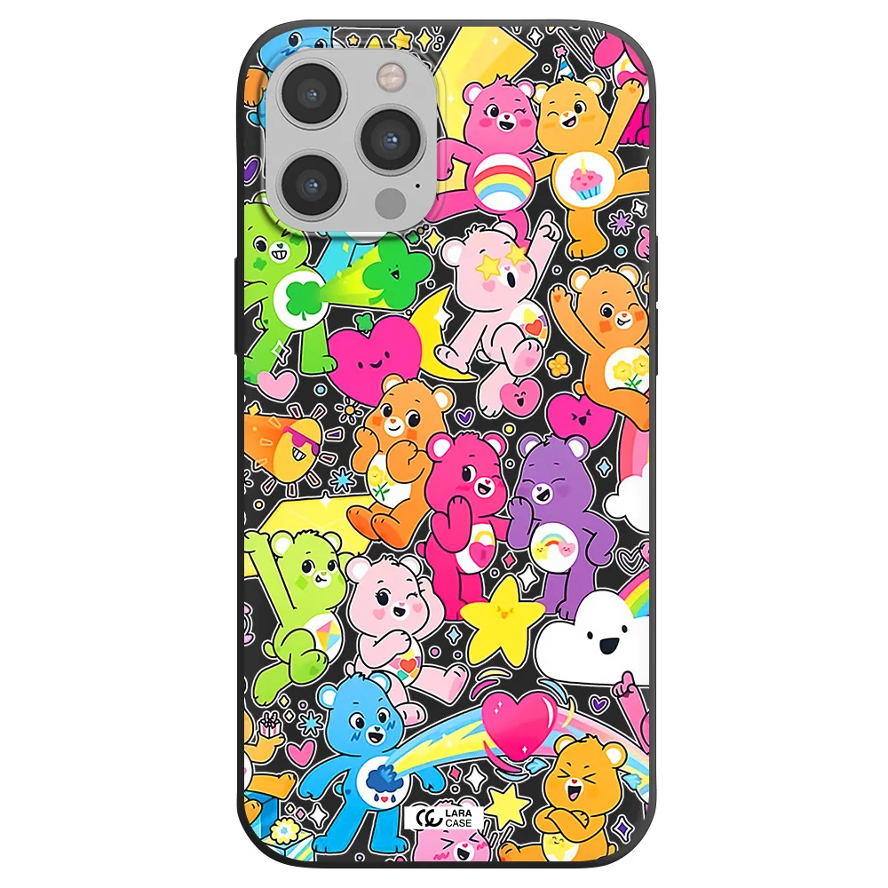 a pattern of cartoon bears Apple iPhone 12 pro max Silicone black Case