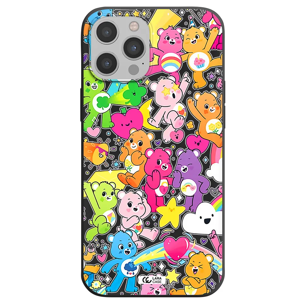 a pattern of cartoon bears Apple iPhone 12 pro Silicone black Case