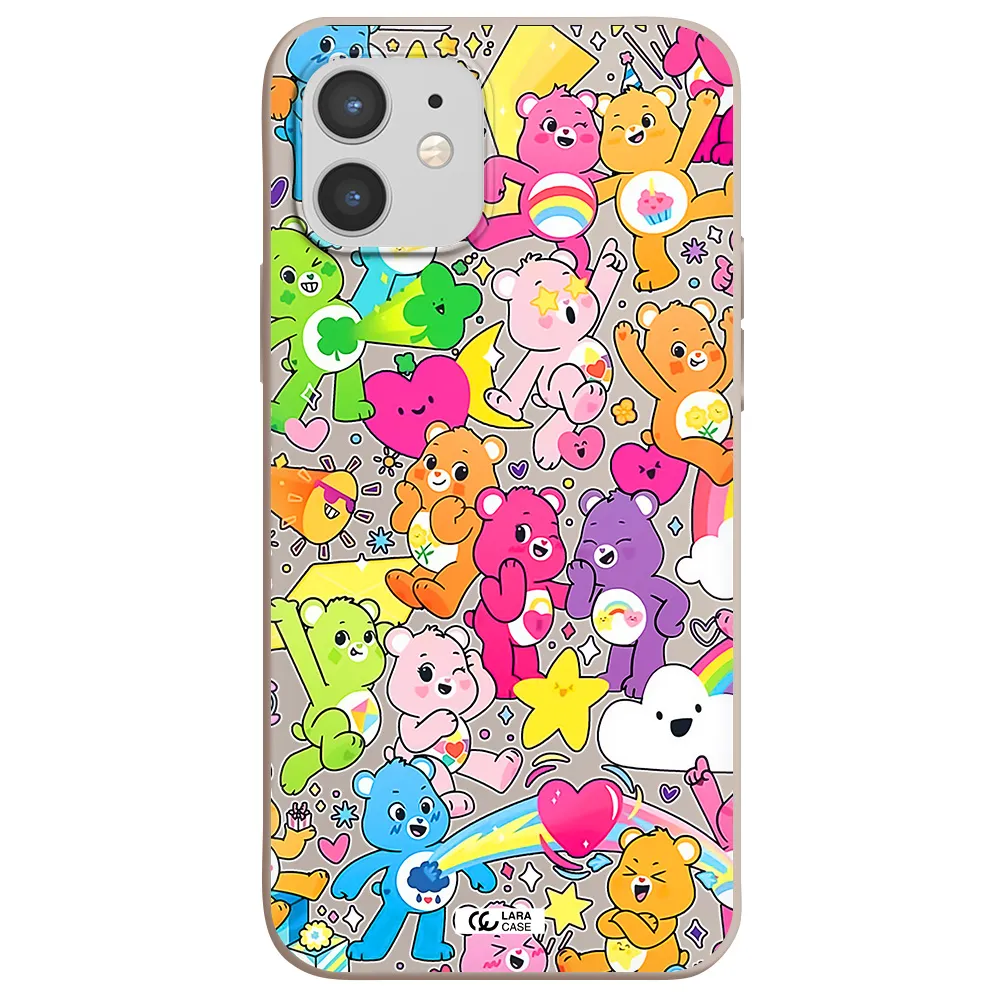 a pattern of cartoon bears Apple iPhone 12 Silicone Stone Case