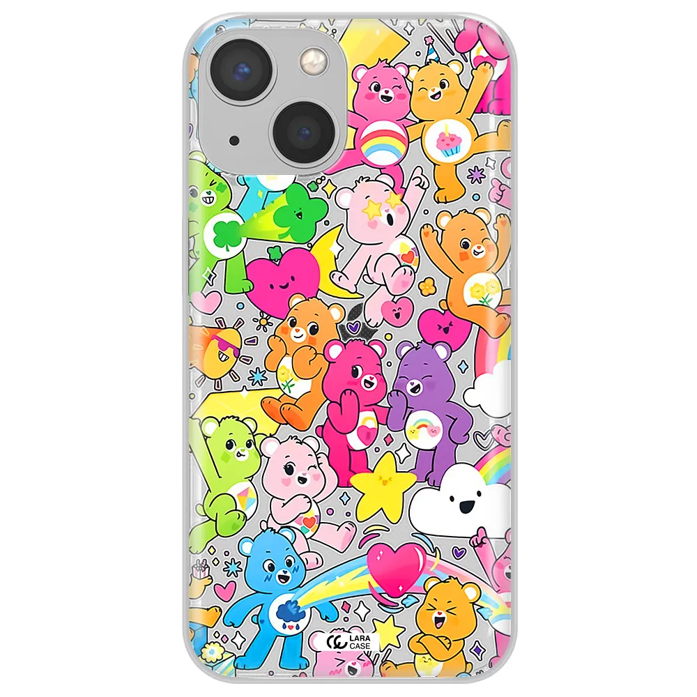a pattern of cartoon bears Apple iPhone 13 Clear TPU Case