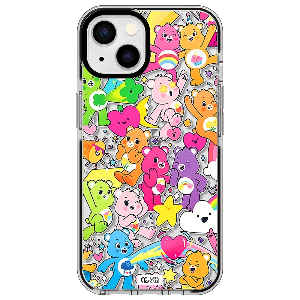 a pattern of cartoon bears Apple iPhone 13 impact black border Case