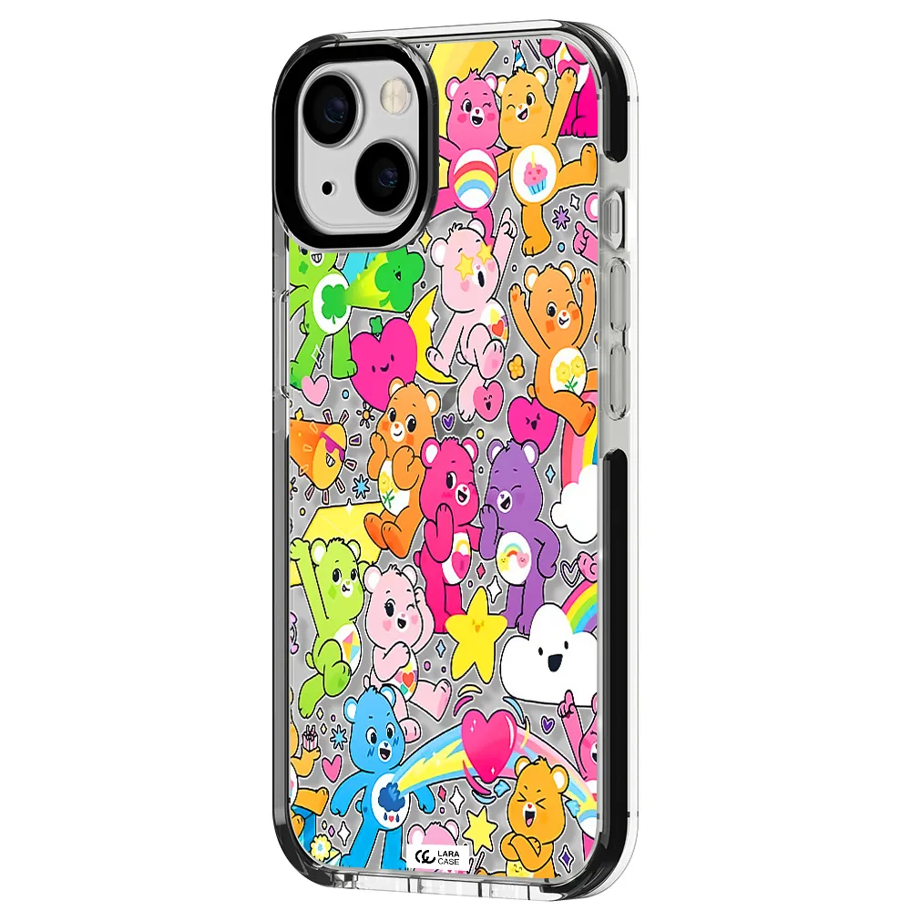 a pattern of cartoon bears Apple iPhone 13 impact black border Case