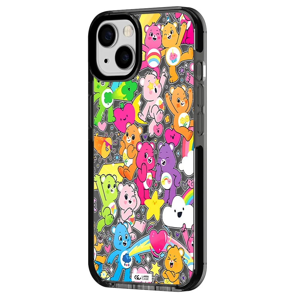 a pattern of cartoon bears Apple iPhone 13 impact Smoke Black Case