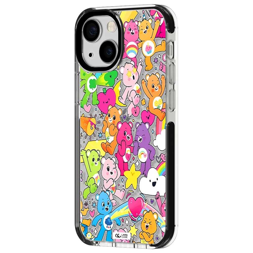 a pattern of cartoon bears Apple iPhone 13 mini impact black border Case