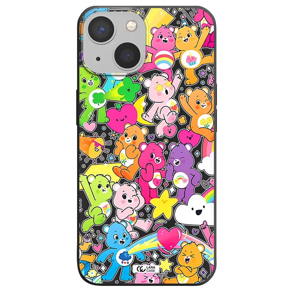 a pattern of cartoon bears Apple iPhone 13 mini Silicone black Case
