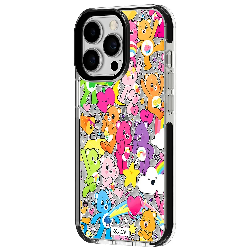 a pattern of cartoon bears Apple iPhone 13 Pro impact black border Case