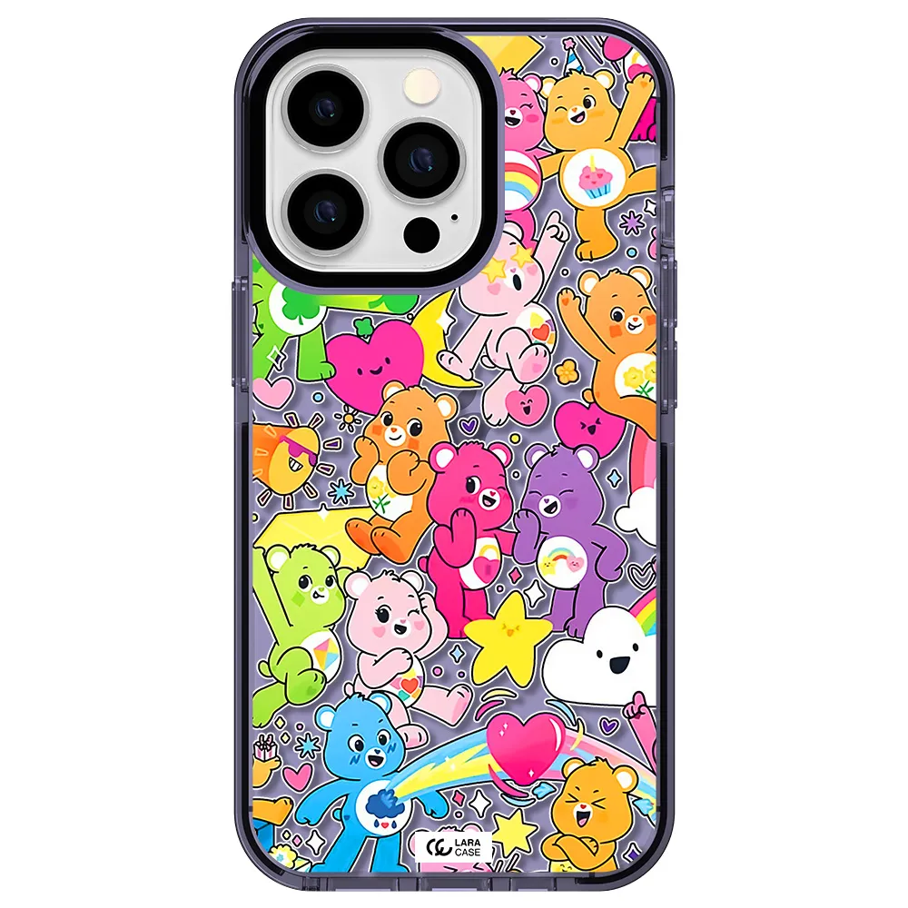 a pattern of cartoon bears Apple iPhone 13 Pro impact Lilac Case