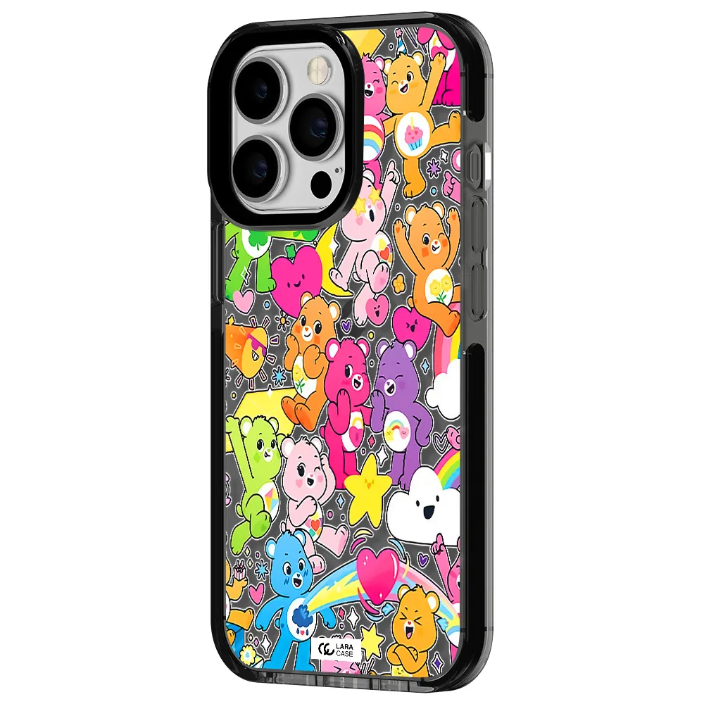 a pattern of cartoon bears Apple iPhone 13 Pro impact Smoke Black Case