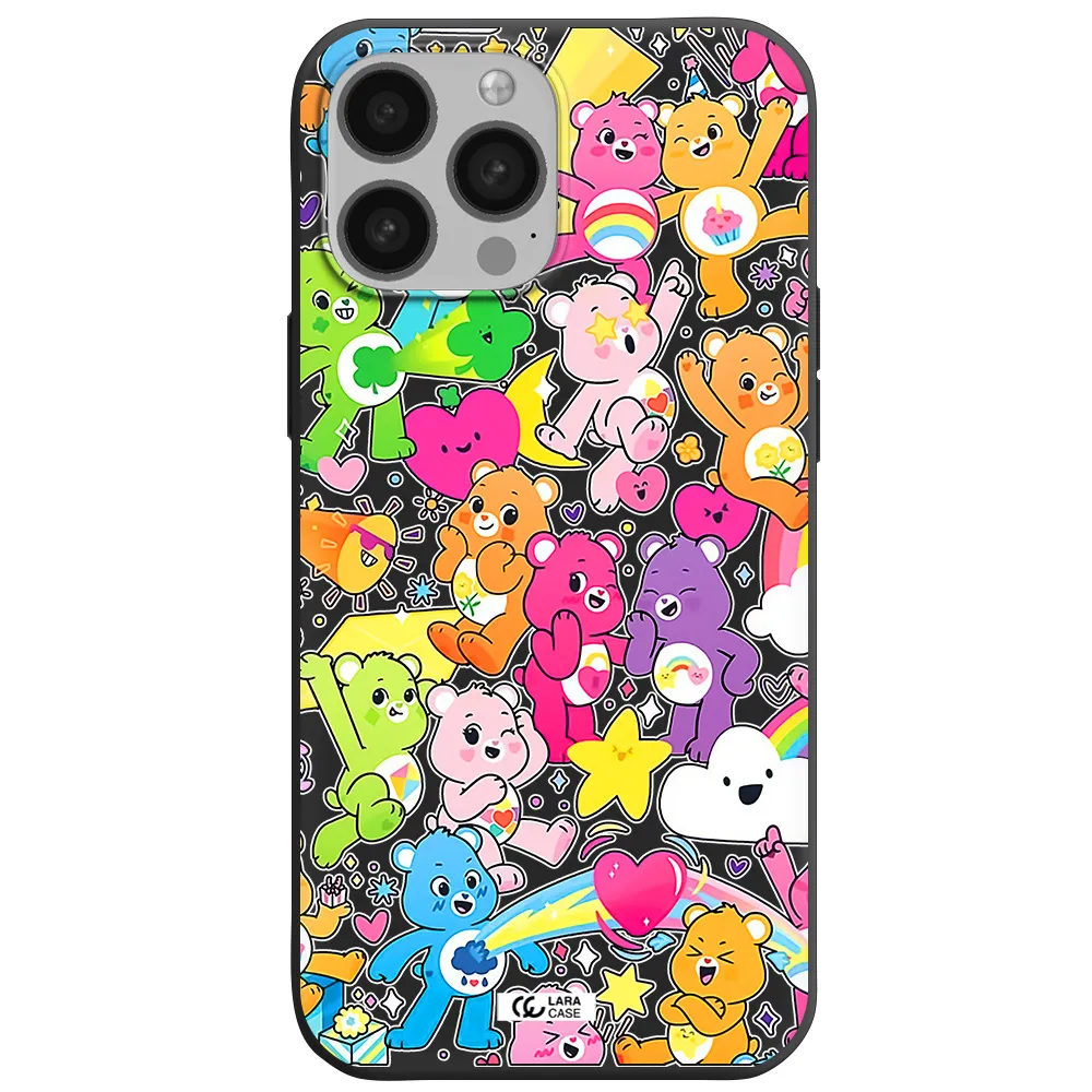 a pattern of cartoon bears Apple iPhone 13 Pro Max Silicone black Case