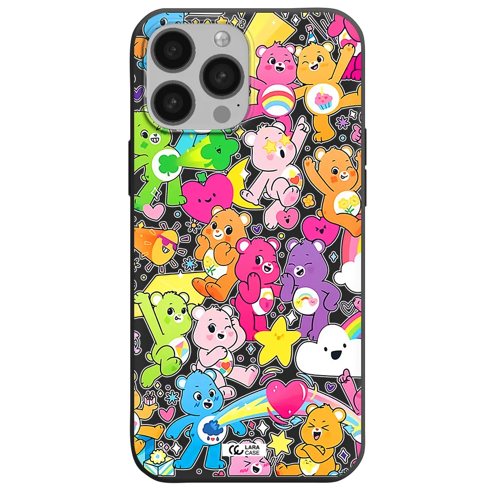 a pattern of cartoon bears Apple iPhone 13 Pro Silicone black Case