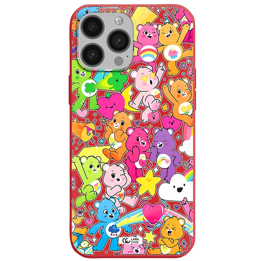 a pattern of cartoon bears Apple iPhone 13 Pro Silicone Imperial Red Case