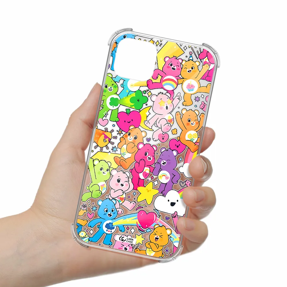 a pattern of cartoon bears Apple iPhone 14 Clear PC Case