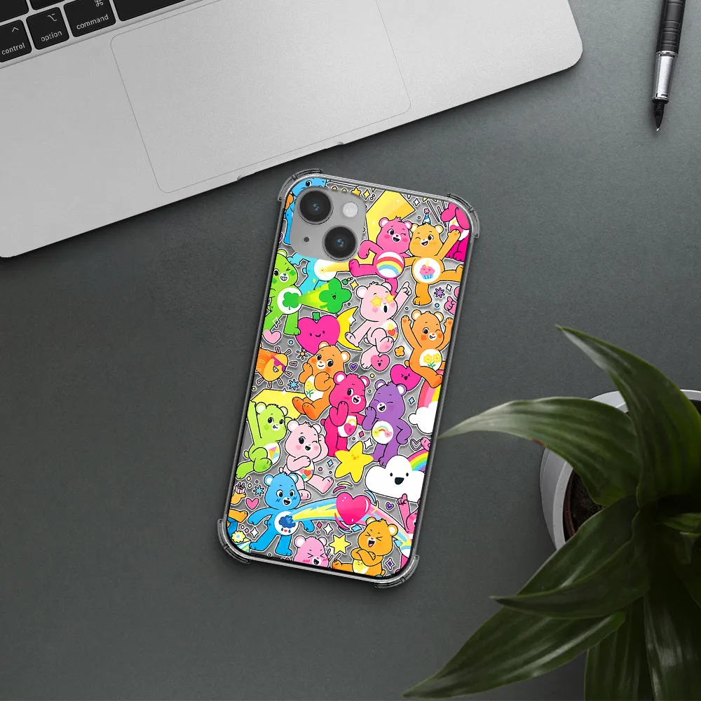 a pattern of cartoon bears Apple iPhone 14 Clear PC Case