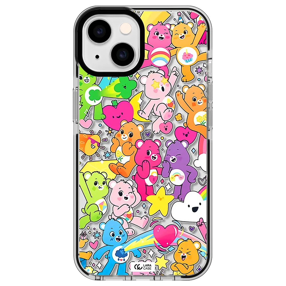 a pattern of cartoon bears Apple iPhone 14 impact black border Case
