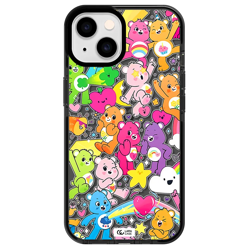 a pattern of cartoon bears Apple iPhone 14 impact Smoke Black Case