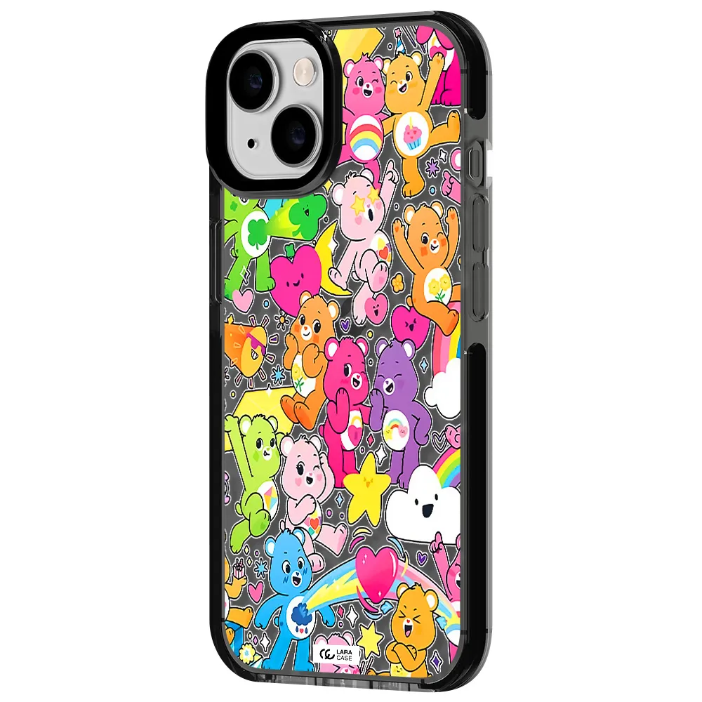 a pattern of cartoon bears Apple iPhone 14 impact Smoke Black Case