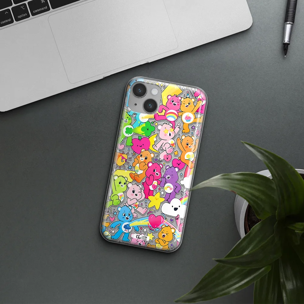 a pattern of cartoon bears Apple iPhone 14 plus Clear TPU Case