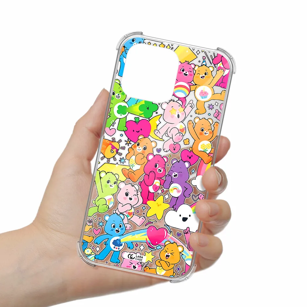 a pattern of cartoon bears Apple iPhone 14 pro Clear PC Case