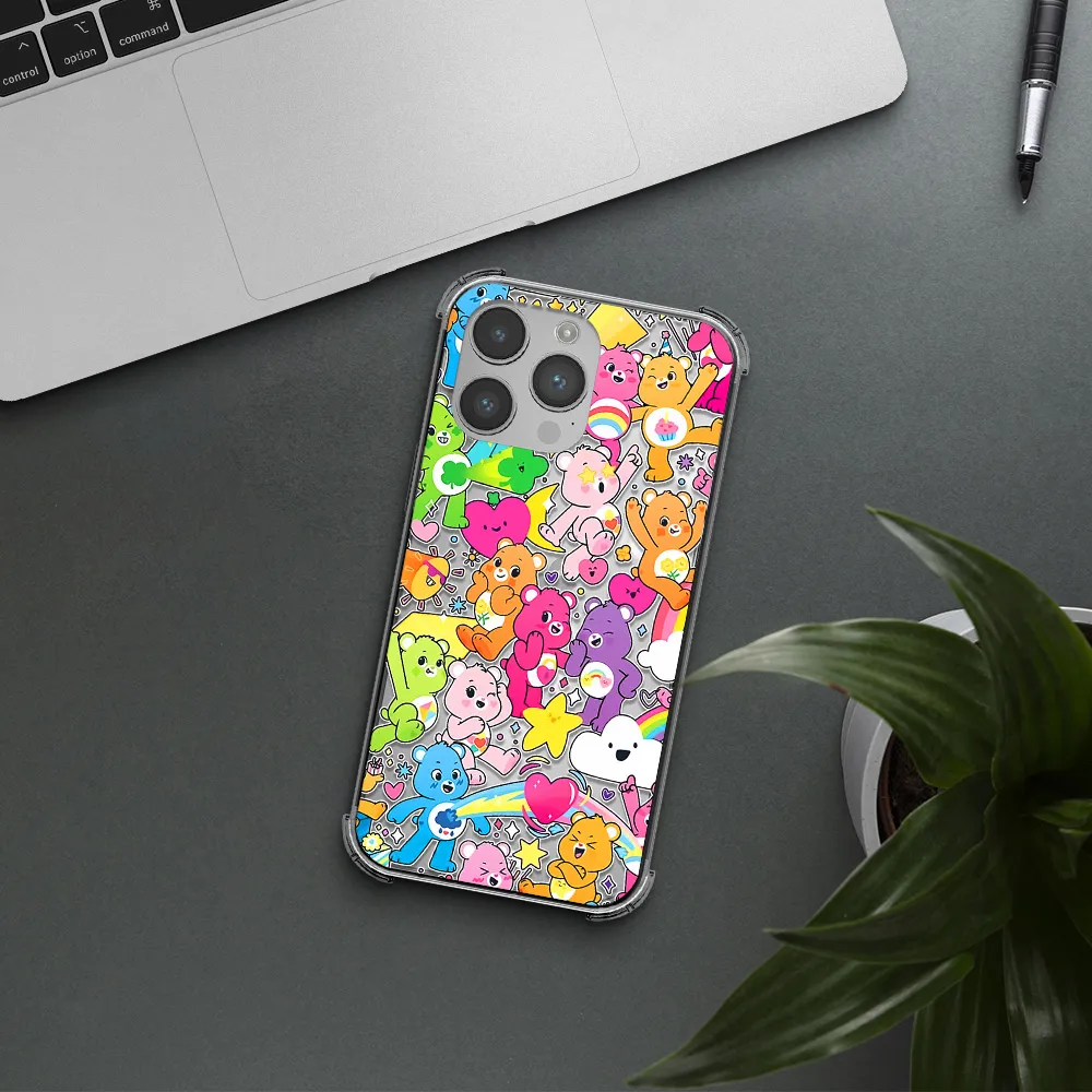 a pattern of cartoon bears Apple iPhone 14 pro Clear PC Case