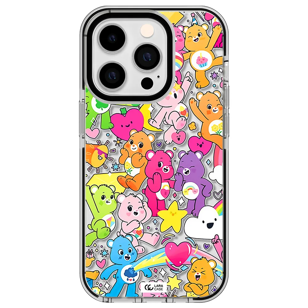 a pattern of cartoon bears Apple iPhone 14 pro impact black border Case
