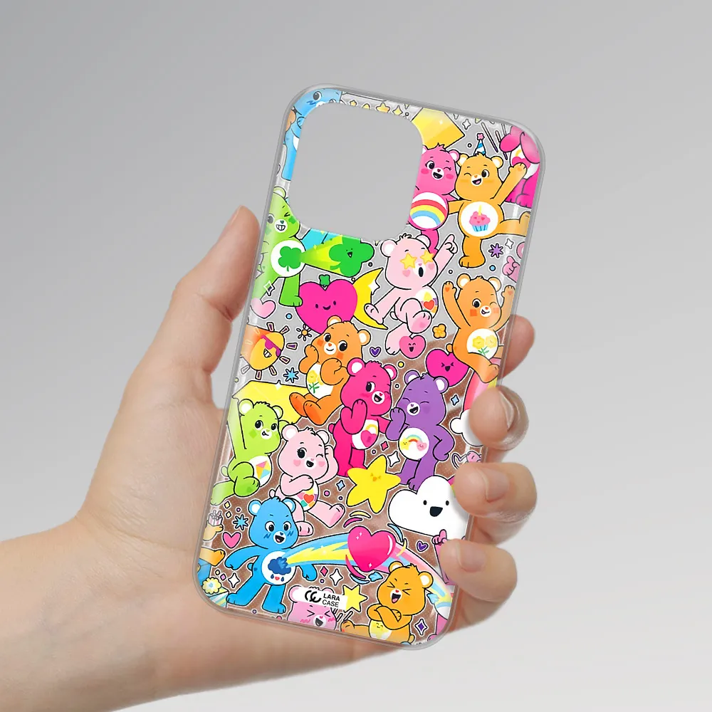 a pattern of cartoon bears Apple iPhone 14 pro max Clear TPU Case